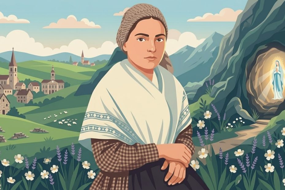 Die Einfachheit der Bernadette - ein junges Bauernmädchen kniet betend vor der leuchtenden Silhouette einer Grotte